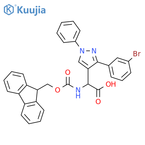 1H-Pyrazole-4-acetic acid, 3-(3-bromophenyl)-α-[[(9H-fluoren-9-ylmethoxy)carbonyl]amino]-1-phenyl- structure