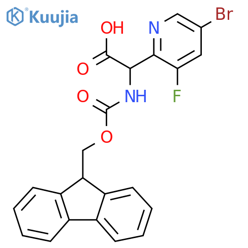2-(5-bromo-3-fluoropyridin-2-yl)-2-(9H-fluoren-9-ylmethoxycarbonylamino)acetic acid structure