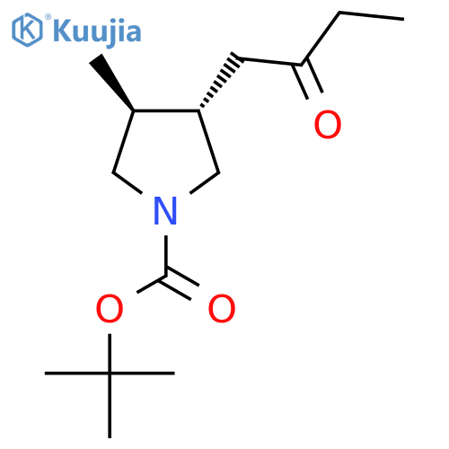 rac-tert-butyl (3R,4R)-3-methyl-4-(2-oxobutyl)pyrrolidine-1-carboxylate structure