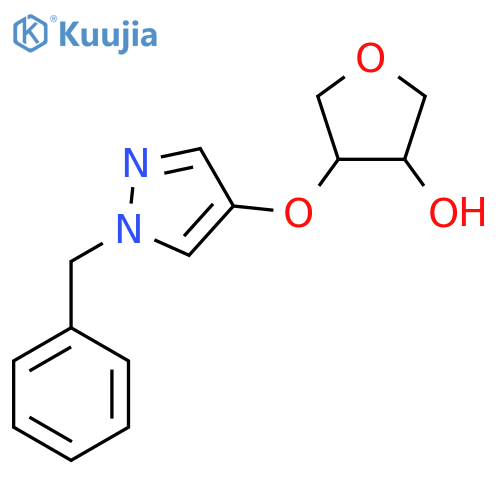 4-[(1-benzyl-1H-pyrazol-4-yl)oxy]oxolan-3-ol structure