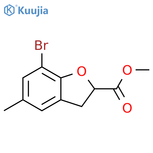 2-Benzofurancarboxylic acid, 7-bromo-2,3-dihydro-5-methyl-, methyl ester structure