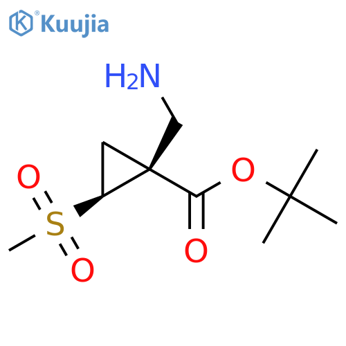 rac-tert-butyl (1R,2R)-1-(aminomethyl)-2-methanesulfonylcyclopropane-1-carboxylate structure