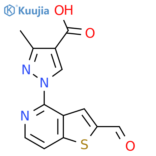 1-{2-formylthieno[3,2-c]pyridin-4-yl}-3-methyl-1H-pyrazole-4-carboxylic acid structure
