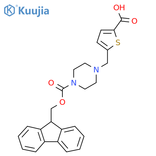 5-[(4-{[(9H-fluoren-9-yl)methoxy]carbonyl}piperazin-1-yl)methyl]thiophene-2-carboxylic acid structure