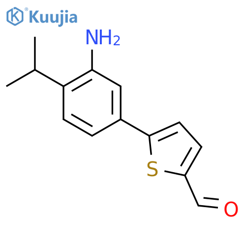 5-3-amino-4-(propan-2-yl)phenylthiophene-2-carbaldehyde structure