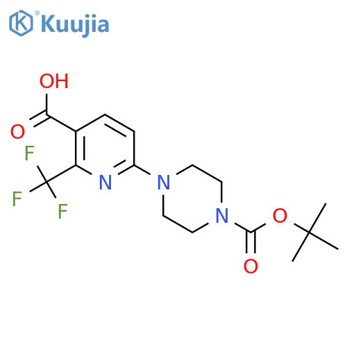 6-{4-(tert-butoxy)carbonylpiperazin-1-yl}-2-(trifluoromethyl)pyridine-3-carboxylic acid structure