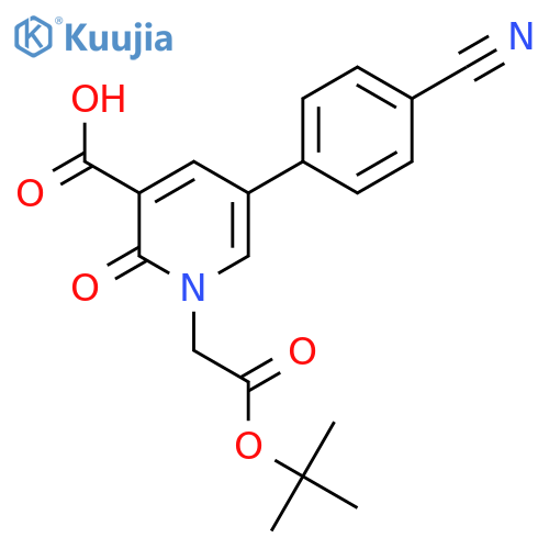 1-[2-(Tert-butoxy)-2-oxoethyl]-5-(4-cyanophenyl)-2-oxo-1,2-dihydropyridine-3-carboxylic acid structure