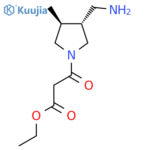 1-Pyrrolidinepropanoic acid, 3-(aminomethyl)-4-methyl-β-oxo-, ethyl ester, (3R,4S)-rel- structure