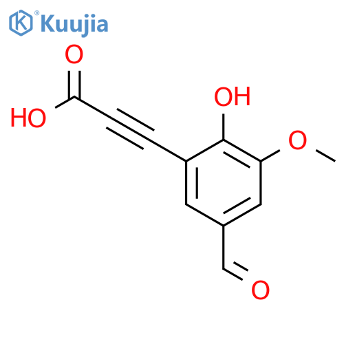 3-(5-formyl-2-hydroxy-3-methoxyphenyl)prop-2-ynoic acid structure