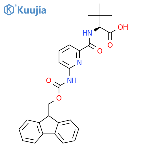 (2S)-2-{6-({(9H-fluoren-9-yl)methoxycarbonyl}amino)pyridin-2-ylformamido}-3,3-dimethylbutanoic acid structure