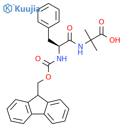 2-(2S)-2-({(9H-fluoren-9-yl)methoxycarbonyl}amino)-3-phenylpropanamido-2-methylpropanoic acid structure