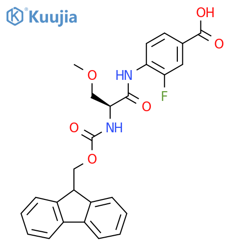 4-(2S)-2-({(9H-fluoren-9-yl)methoxycarbonyl}amino)-3-methoxypropanamido-3-fluorobenzoic acid structure