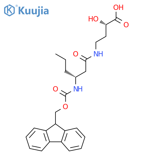 (2S)-4-(3R)-3-({(9H-fluoren-9-yl)methoxycarbonyl}amino)hexanamido-2-hydroxybutanoic acid structure