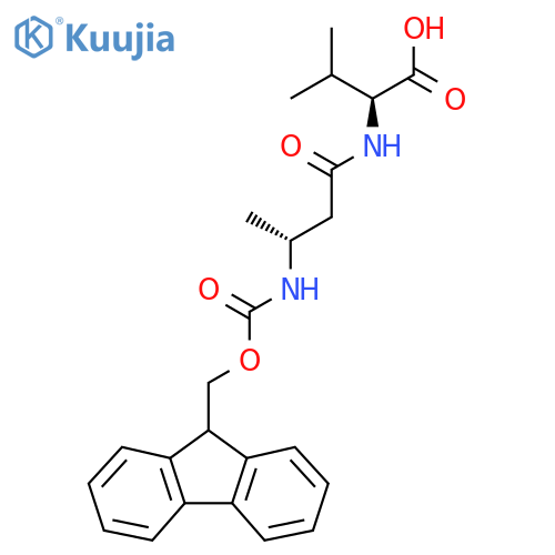 (2S)-2-(3R)-3-({(9H-fluoren-9-yl)methoxycarbonyl}amino)butanamido-3-methylbutanoic acid structure