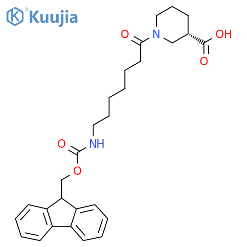(3S)-1-7-({(9H-fluoren-9-yl)methoxycarbonyl}amino)heptanoylpiperidine-3-carboxylic acid structure