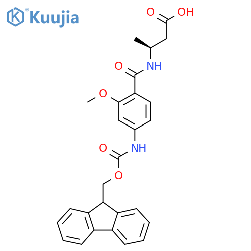 (3S)-3-{4-({(9H-fluoren-9-yl)methoxycarbonyl}amino)-2-methoxyphenylformamido}butanoic acid structure