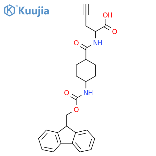 2-{(1r,4r)-4-({(9H-fluoren-9-yl)methoxycarbonyl}amino)cyclohexylformamido}pent-4-ynoic acid structure