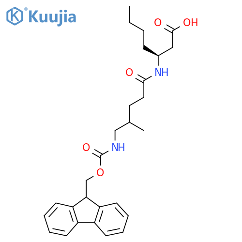 (3S)-3-5-({(9H-fluoren-9-yl)methoxycarbonyl}amino)-4-methylpentanamidoheptanoic acid structure