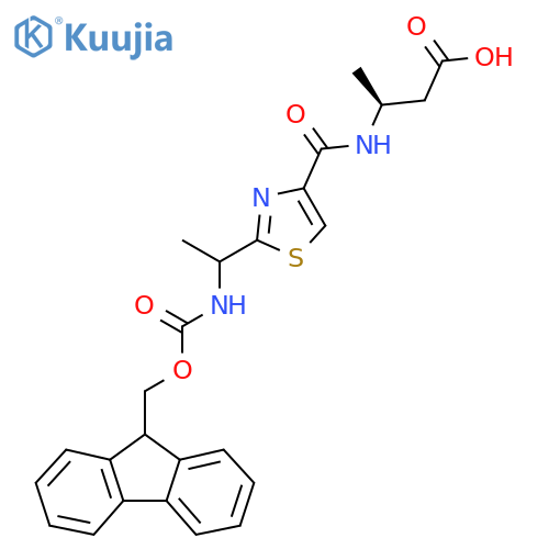 (3S)-3-({2-1-({(9H-fluoren-9-yl)methoxycarbonyl}amino)ethyl-1,3-thiazol-4-yl}formamido)butanoic acid structure