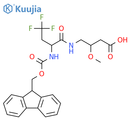 4-2-({(9H-fluoren-9-yl)methoxycarbonyl}amino)-4,4,4-trifluorobutanamido-3-methoxybutanoic acid structure