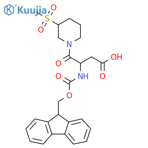 3-({(9H-fluoren-9-yl)methoxycarbonyl}amino)-4-(3-methanesulfonylpiperidin-1-yl)-4-oxobutanoic acid structure