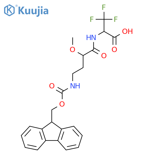 2-4-({(9H-fluoren-9-yl)methoxycarbonyl}amino)-2-methoxybutanamido-3,3,3-trifluoropropanoic acid structure