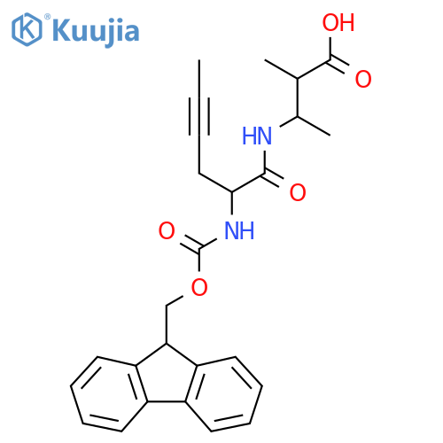 3-2-({(9H-fluoren-9-yl)methoxycarbonyl}amino)hex-4-ynamido-2-methylbutanoic acid structure