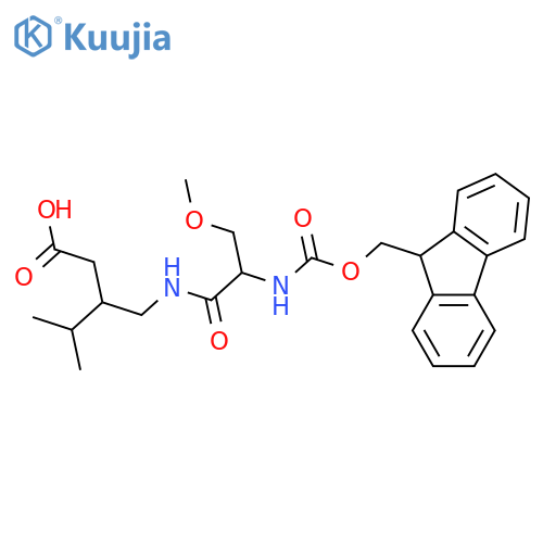 3-{2-({(9H-fluoren-9-yl)methoxycarbonyl}amino)-3-methoxypropanamidomethyl}-4-methylpentanoic acid structure
