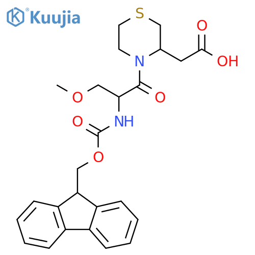 2-{4-2-({(9H-fluoren-9-yl)methoxycarbonyl}amino)-3-methoxypropanoylthiomorpholin-3-yl}acetic acid structure