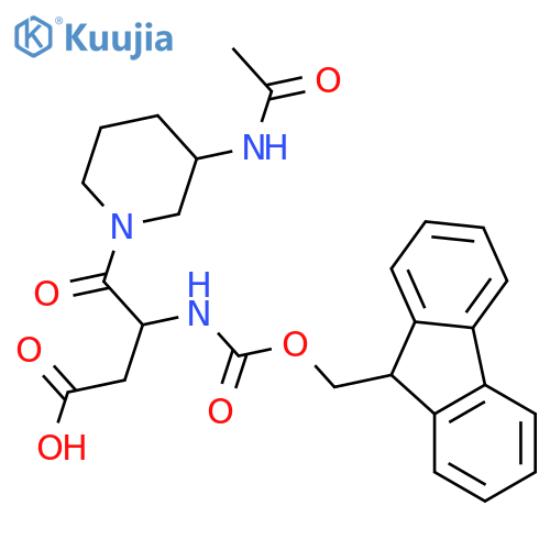 4-(3-acetamidopiperidin-1-yl)-3-({(9H-fluoren-9-yl)methoxycarbonyl}amino)-4-oxobutanoic acid structure