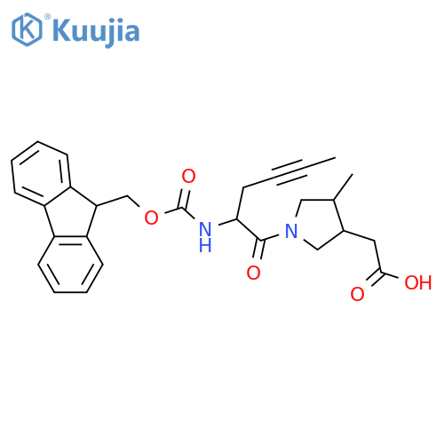 2-{1-2-({(9H-fluoren-9-yl)methoxycarbonyl}amino)hex-4-ynoyl-4-methylpyrrolidin-3-yl}acetic acid structure