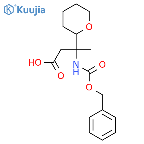3-{(benzyloxy)carbonylamino}-3-(oxan-2-yl)butanoic acid structure