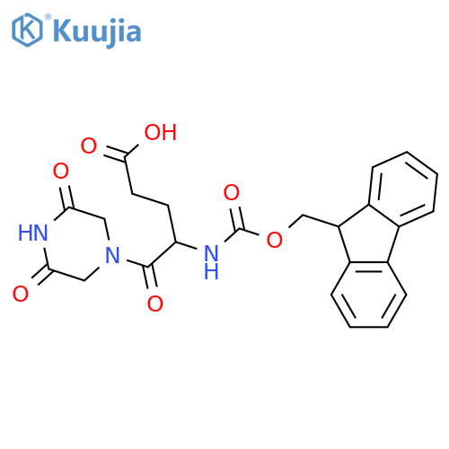 5-(3,5-dioxopiperazin-1-yl)-4-({(9H-fluoren-9-yl)methoxycarbonyl}amino)-5-oxopentanoic acid structure