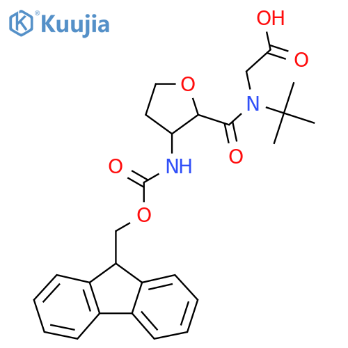2-{N-tert-butyl-1-3-({(9H-fluoren-9-yl)methoxycarbonyl}amino)oxolan-2-ylformamido}acetic acid structure
