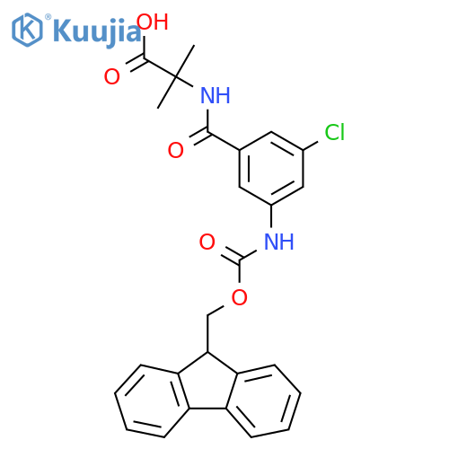 2-{3-chloro-5-({(9H-fluoren-9-yl)methoxycarbonyl}amino)phenylformamido}-2-methylpropanoic acid structure