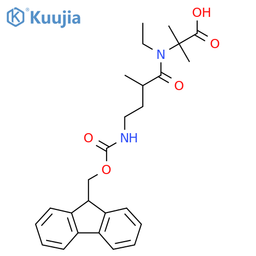 2-N-ethyl-4-({(9H-fluoren-9-yl)methoxycarbonyl}amino)-2-methylbutanamido-2-methylpropanoic acid structure