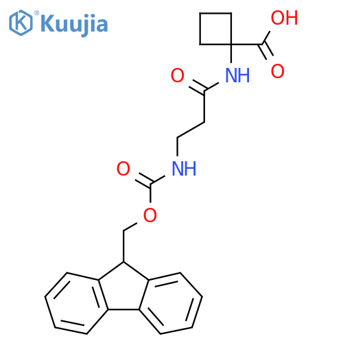 1-3-({(9H-fluoren-9-yl)methoxycarbonyl}amino)propanamidocyclobutane-1-carboxylic acid structure