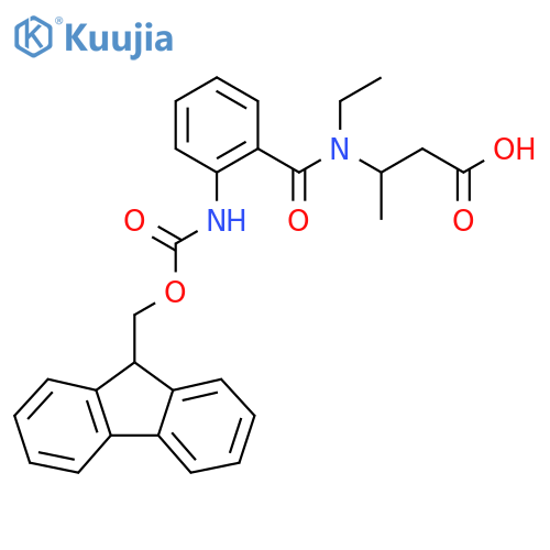 3-{N-ethyl-1-2-({(9H-fluoren-9-yl)methoxycarbonyl}amino)phenylformamido}butanoic acid structure