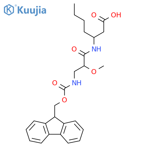 3-[3-({[(9H-fluoren-9-yl)methoxy]carbonyl}amino)-2-methoxypropanamido]heptanoic acid structure