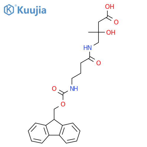 4-4-({(9H-fluoren-9-yl)methoxycarbonyl}amino)butanamido-3-hydroxy-3-methylbutanoic acid structure