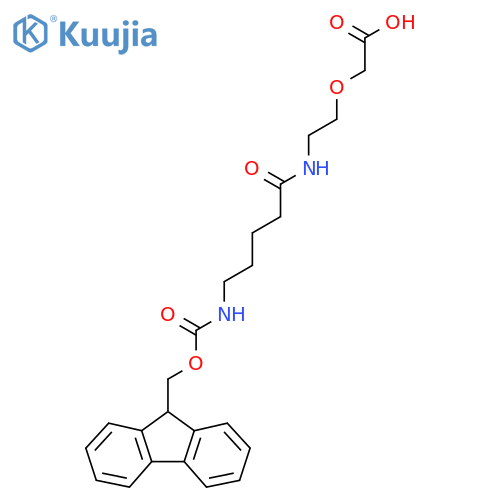 2-{2-5-({(9H-fluoren-9-yl)methoxycarbonyl}amino)pentanamidoethoxy}acetic acid structure