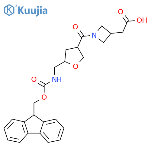2-(1-{5-({(9H-fluoren-9-yl)methoxycarbonyl}amino)methyloxolane-3-carbonyl}azetidin-3-yl)acetic acid structure