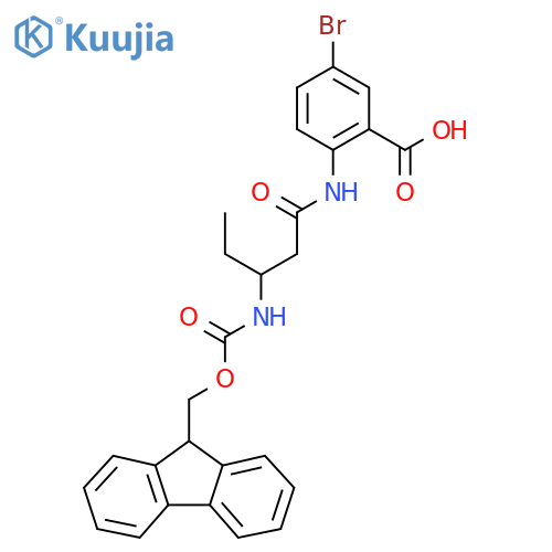 5-bromo-2-3-({(9H-fluoren-9-yl)methoxycarbonyl}amino)pentanamidobenzoic acid structure