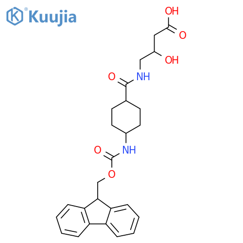 4-{4-({(9H-fluoren-9-yl)methoxycarbonyl}amino)cyclohexylformamido}-3-hydroxybutanoic acid structure