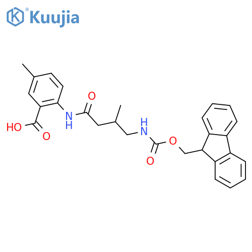 2-4-({(9H-fluoren-9-yl)methoxycarbonyl}amino)-3-methylbutanamido-5-methylbenzoic acid structure