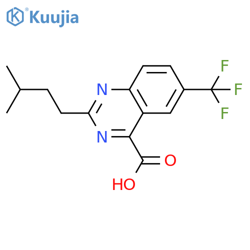 2-(3-Methylbutyl)-6-(trifluoromethyl)quinazoline-4-carboxylic acid structure