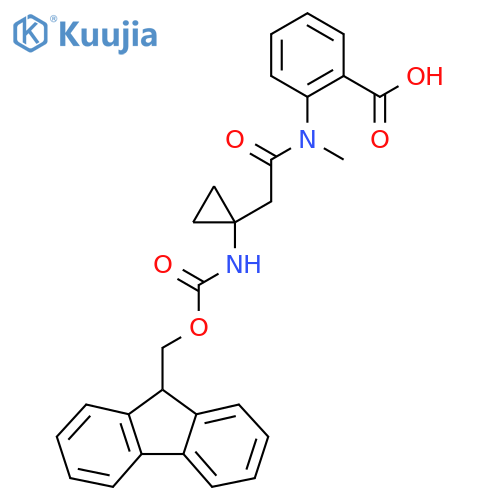 2-{2-1-({(9H-fluoren-9-yl)methoxycarbonyl}amino)cyclopropyl-N-methylacetamido}benzoic acid structure