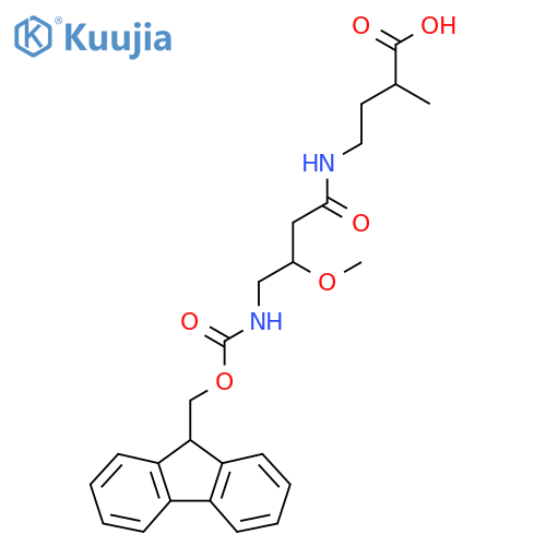 4-4-({(9H-fluoren-9-yl)methoxycarbonyl}amino)-3-methoxybutanamido-2-methylbutanoic acid structure