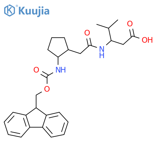 3-{2-2-({(9H-fluoren-9-yl)methoxycarbonyl}amino)cyclopentylacetamido}-4-methylpentanoic acid structure