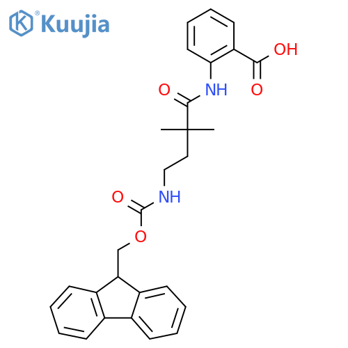 2-4-({(9H-fluoren-9-yl)methoxycarbonyl}amino)-2,2-dimethylbutanamidobenzoic acid structure